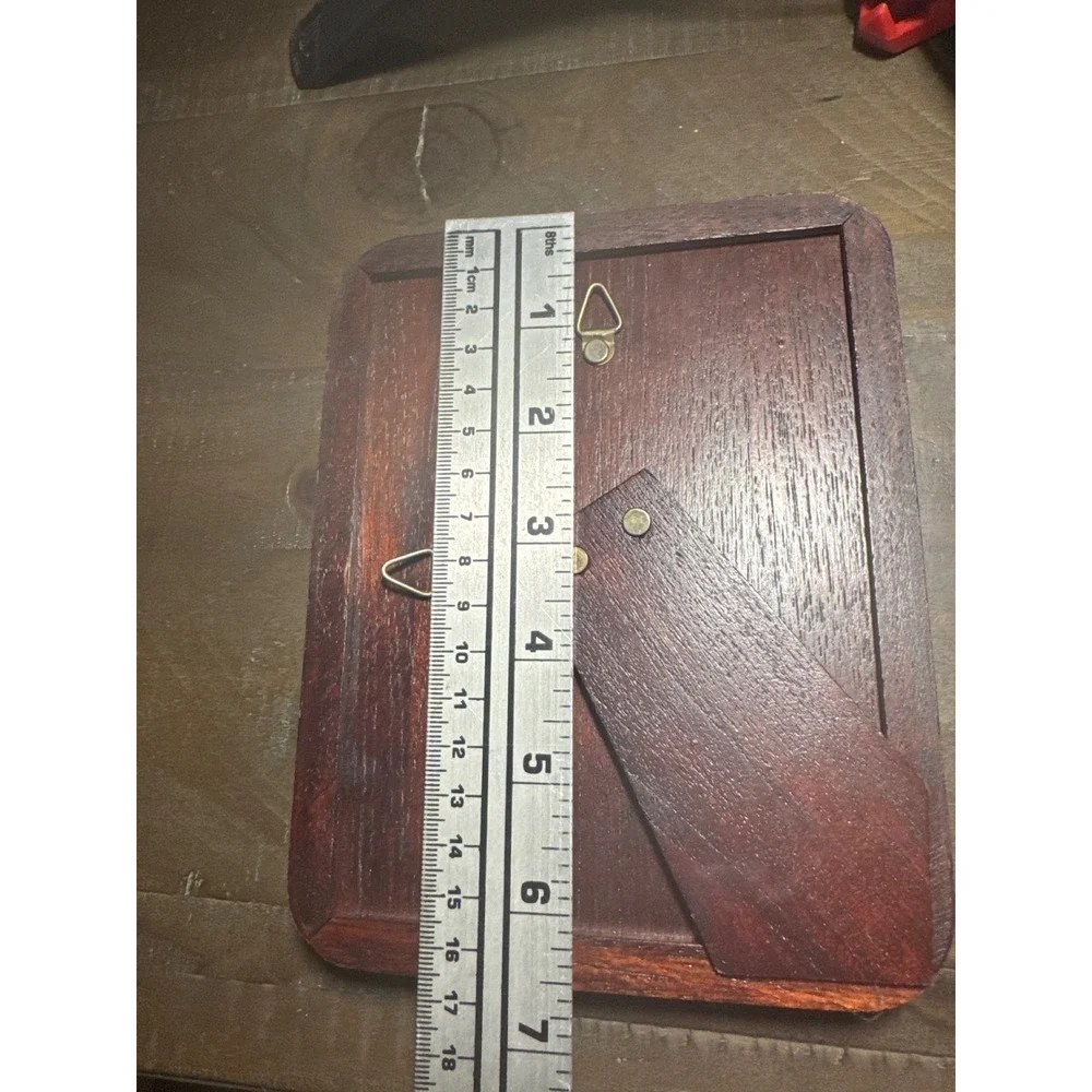 Vintage Mahogany Wood Picture Frame Gold Trim Small Portrait 5x6.5 Tabletop Wall